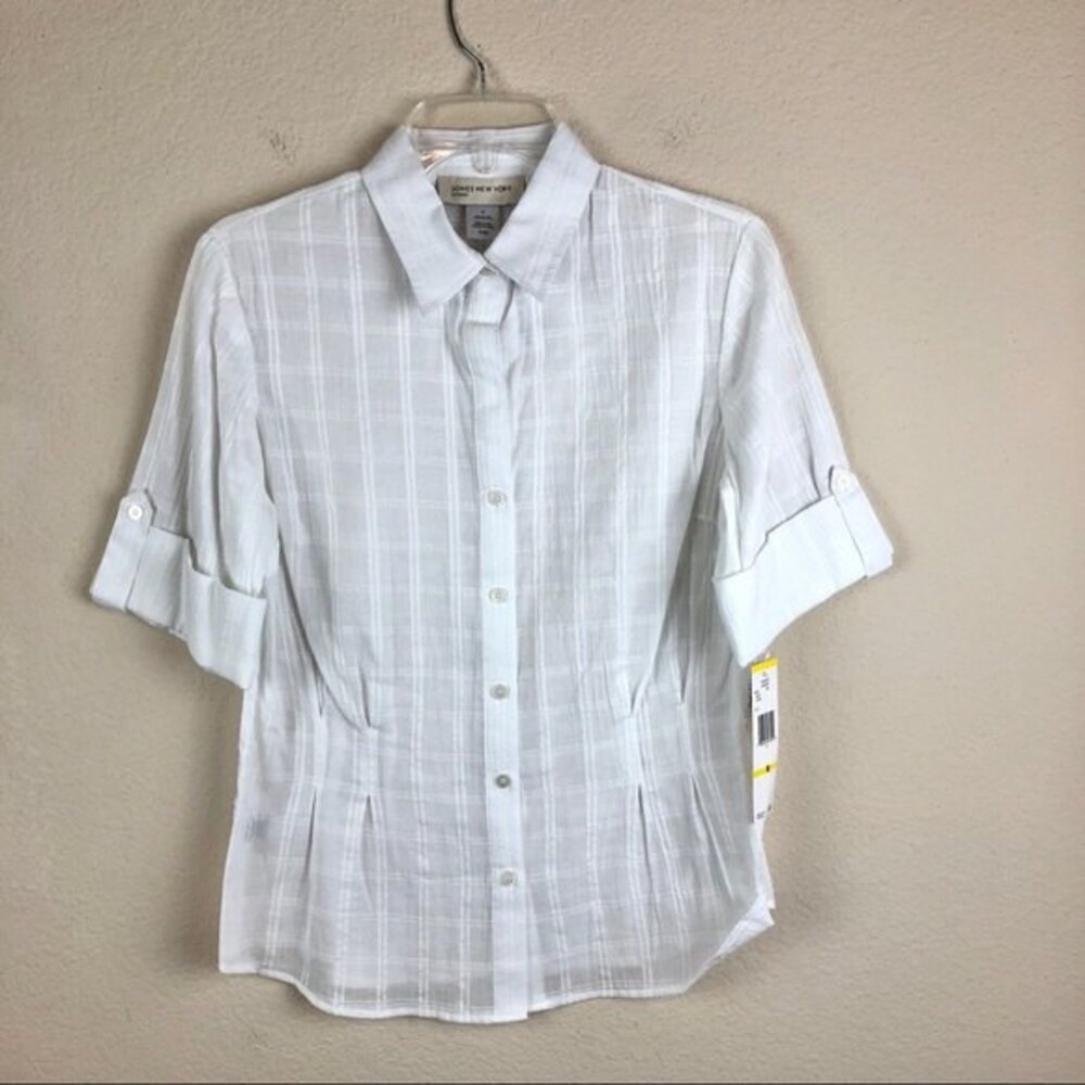 Jones New York Sport Button Down Cotton Blouse
